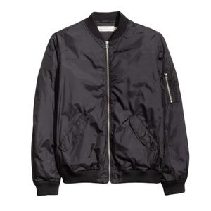 H&M Black Nylon Unisex Bomber Jacket